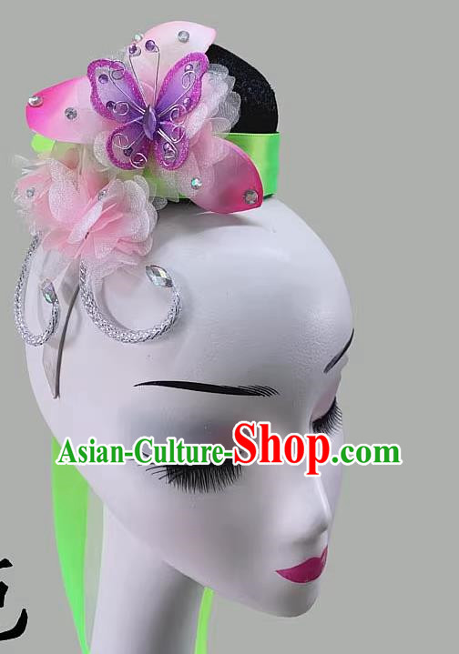 Chinese Classical Dance Headdress Flower Blooming Season Moves The Capital Chinese Wind Performance Performance Fan Dance Wig Hair Accessories
