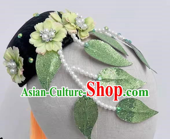 Chinese Classical Dance Fangchun Xing Wig Hair Bag Headdress Handmade Beaded Tassel Art Test Dance Headdress