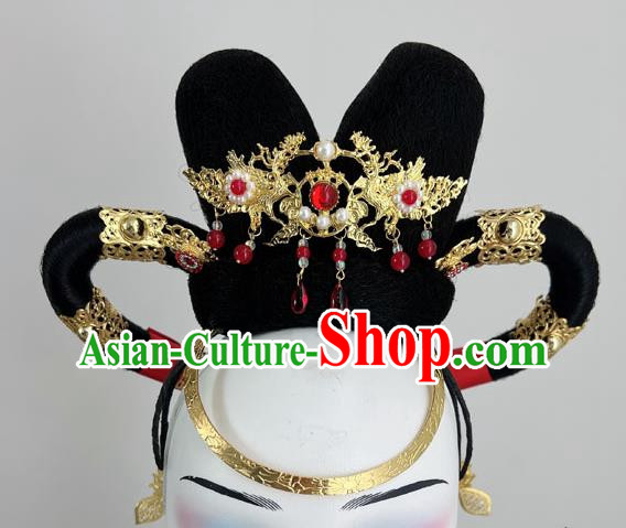 Chinese Classical Dance Han And Tang Style Noble Concubine Atmospheric Dance Performance Gold Hairpin Red Rope Wig Hair Bun Hair Accessories