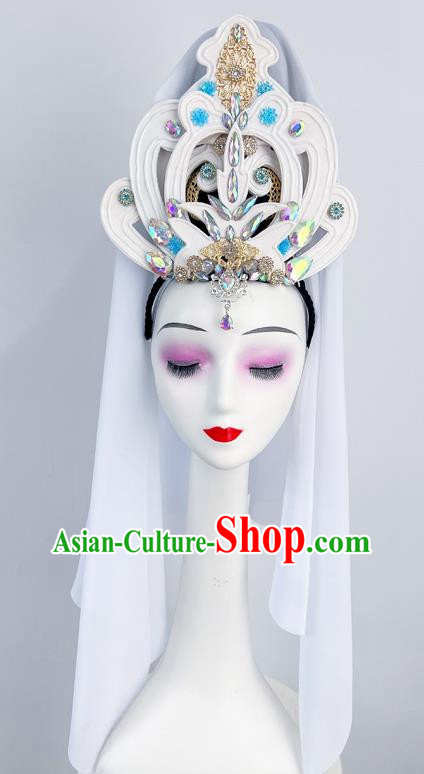 Chinese Classical Dance Headdress Ancient Costume Guanyin Bodhisattva Headdress Performance Film And Television Drama Guanyin Bodhisattva Costume Props Hair Bun