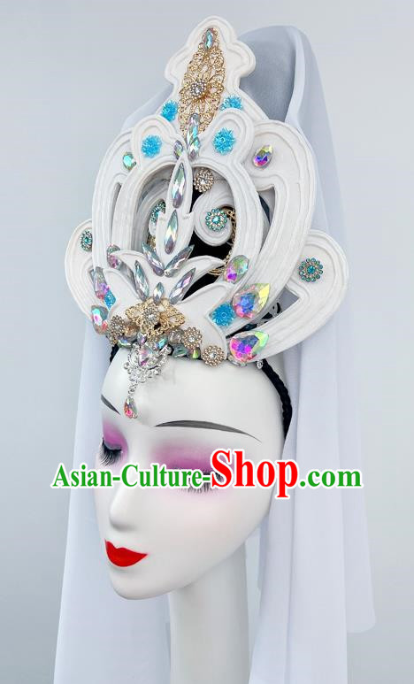 Chinese Classical Dance Headdress Ancient Costume Guanyin Bodhisattva Headdress Performance Film And Television Drama Guanyin Bodhisattva Costume Props Hair Bun
