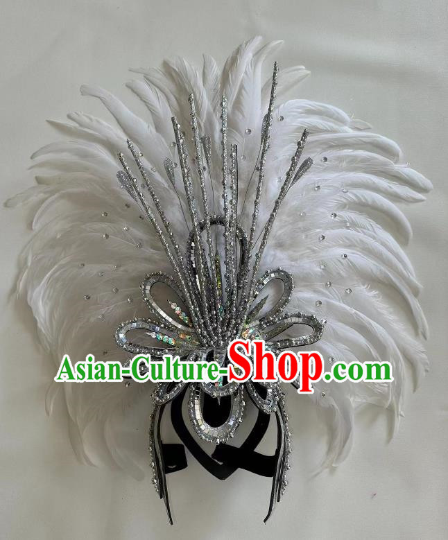 Opening Dance Performance White Feather Headdress Dance Team Samba Carnival Halloween