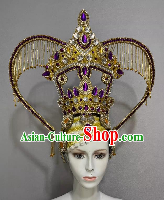 Chinese Dai Nationality Thailand Opening Dance Performance Feather Headdress Dance Team Samba Costume Carnival Halloween