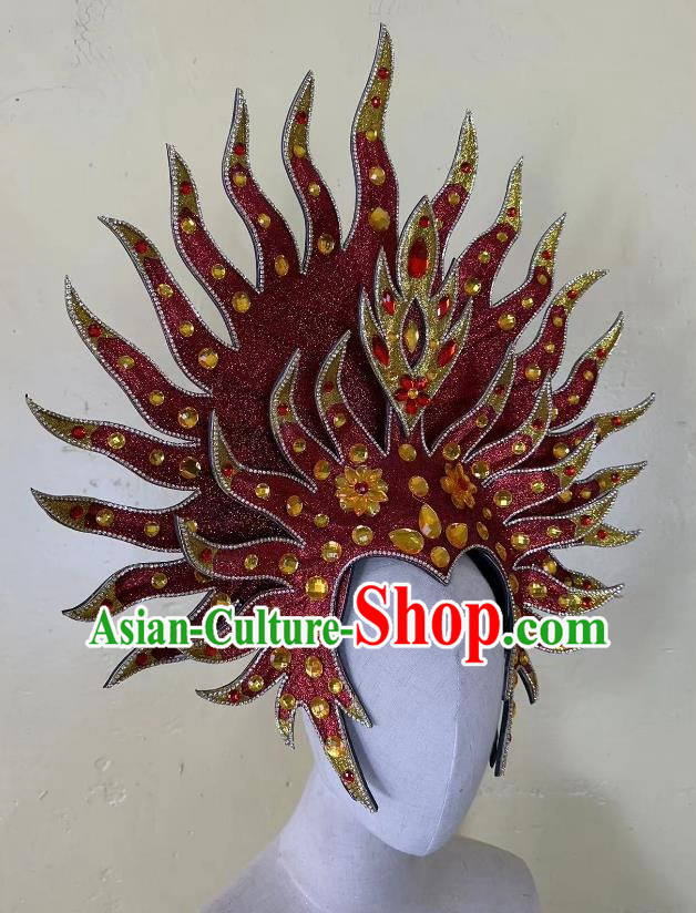 Red Opening Dance Show Headdress Dance Team Samba Mardi Gras Halloween
