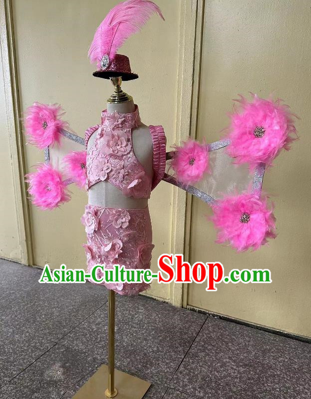 Girls T Stage Swimsuit Stage Victoria Secret Feather Catwalk Show Trailing Chinese Style Model Fashion Trend Clothing Dress