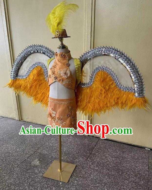 Girls T Stage Swimsuit Stage Victoria Secret Feather Catwalk Show Trailing Chinese Style Model Fashion Trend Clothing Dress