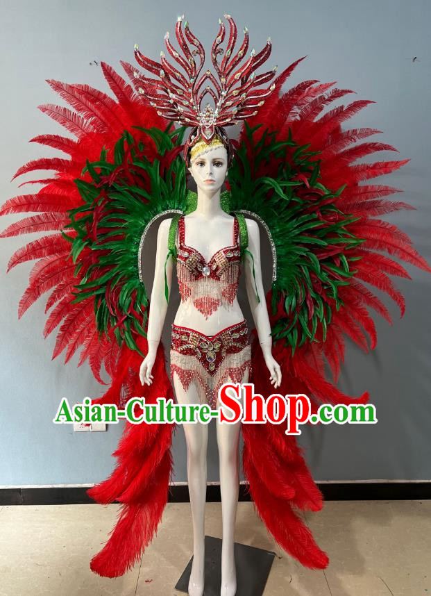 Luxury Catwalk Costumes Opening Dance Show Feather Headdress Dance Team Samba Costumes Carnival Halloween