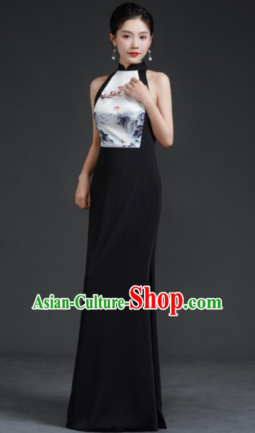 Chinese Style Banquet Evening Dress Sexy Shoulders Young Improved Catwalk Cheongsam Long Party Party Dress
