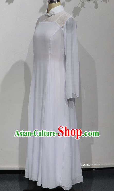 Modern Dance Xunshan Line Dance Performance Costume Performance Costume White Dress Elegant Skirt Women Group Dance