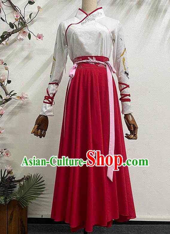 China Classical Dance Book Simple Simple Solid Color Elegant Long Skirt Practice Ancient Style Dance Costume