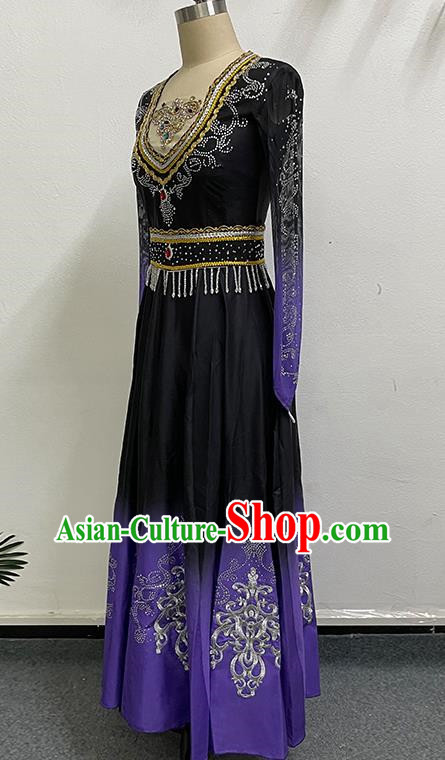 China Xinjiang Dance Performance Clothing Ethnic Style Elegant Big Swing Art Test Self Cultivation Dress Practice Performance Clothing