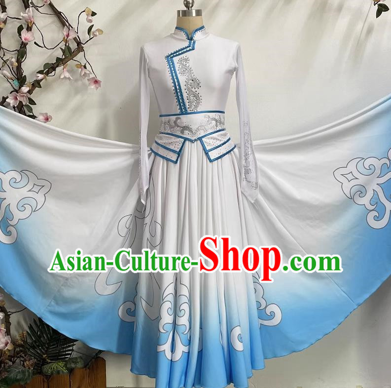 China Mongolian Clothing Performance Clothing Elegant Large Skirt Gradient Color Self Cultivation Dress Long Skirt Art Test Practice Performance Clothing