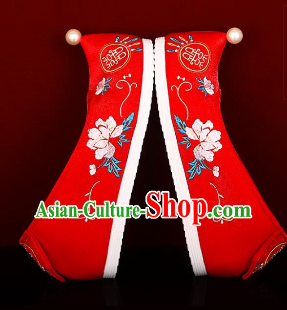 Red Bride Xiuhe Wedding Shoes Embroidered Hanfu Shoes