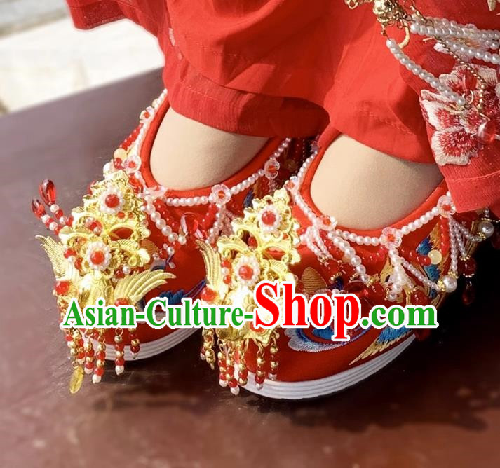 Xiuhe Wedding Shoes Zhenghong Phoenix Customized Chinese Style Bridal Embroidered Shoes