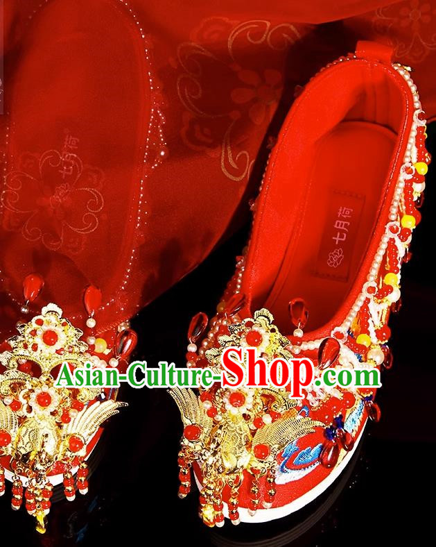Xiuhe Wedding Shoes Zhenghong Phoenix Customized Chinese Style Bridal Embroidered Shoes