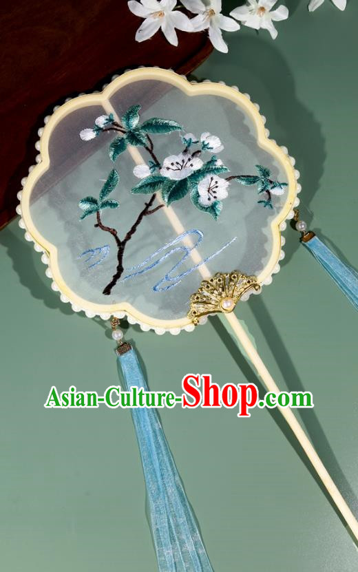 Group Fan Ancient Fan Chinese Style Double Sided Embroidery Round Ancient Hanfu Cheongsam Dance Fan Su Embroidery Streamer