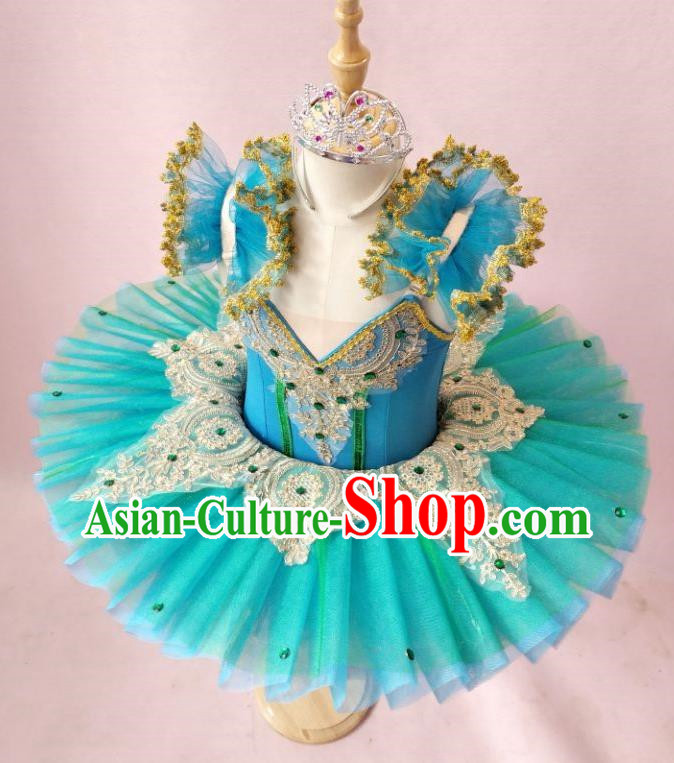 Ballet Skirt Children Costumes Swan Lake Tutu Skirt Sling Gauze Skirt Blue Green Little Swan Dance Tutu Skirt