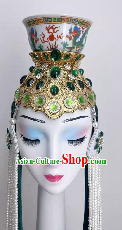 Mongolian Hair Band Tassel Style Art Test National Top Bowl Dance Children Dance Hair Accessories Top Bowl Hat With Rack Top Bowl Headdress