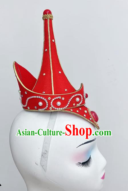 Mongolian Dance Hair Band Headdress Art Examination Performance Stage Accessories National Wind Red Hair Accessories High Hat