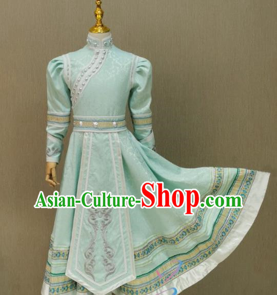 Green Children Mongolian Dance Performance Costume Happy Sunshine Girls Solo Mongolian Costume Dress