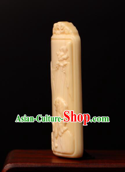 Chinese Microscopic Carving Ivory Sculpture Zodiac Tiger Pendant