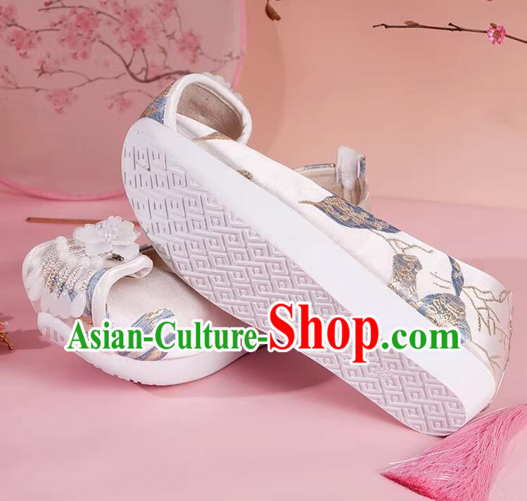 Ancient Chinese Princess Shoes Traditional Satin Shoes Tang Dynasty Hanfu Shoes