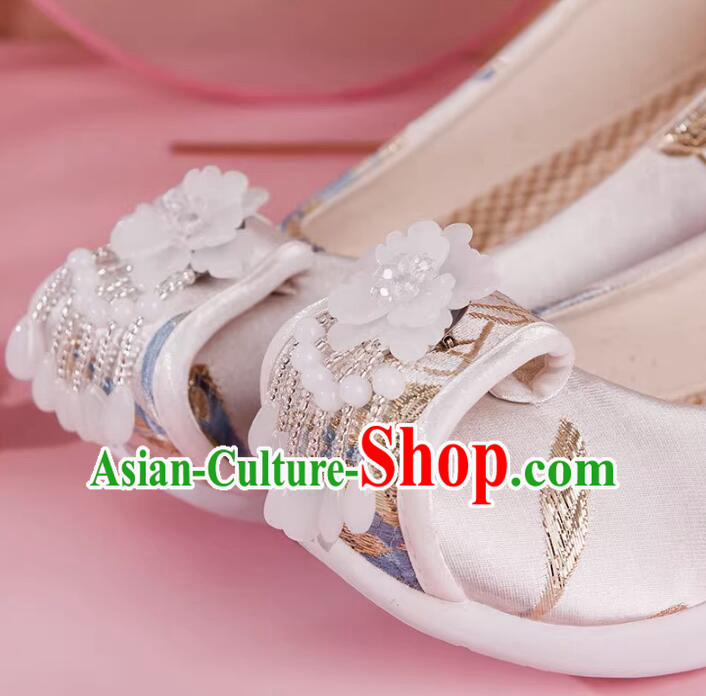 Ancient Chinese Princess Shoes Traditional Satin Shoes Tang Dynasty Hanfu Shoes