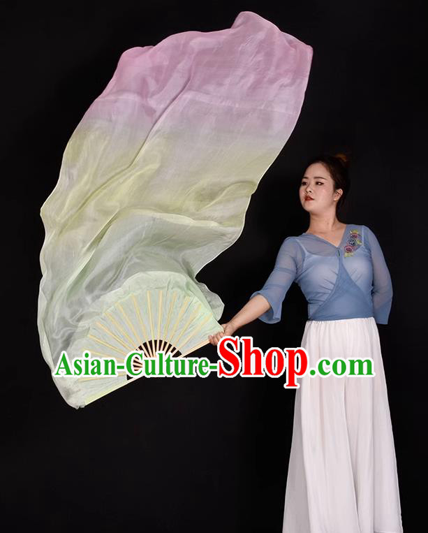 China Handmade Long Ribbon Fan Yangko Dance Fan Folk Dance Silk Fan Women Group Dance Fan