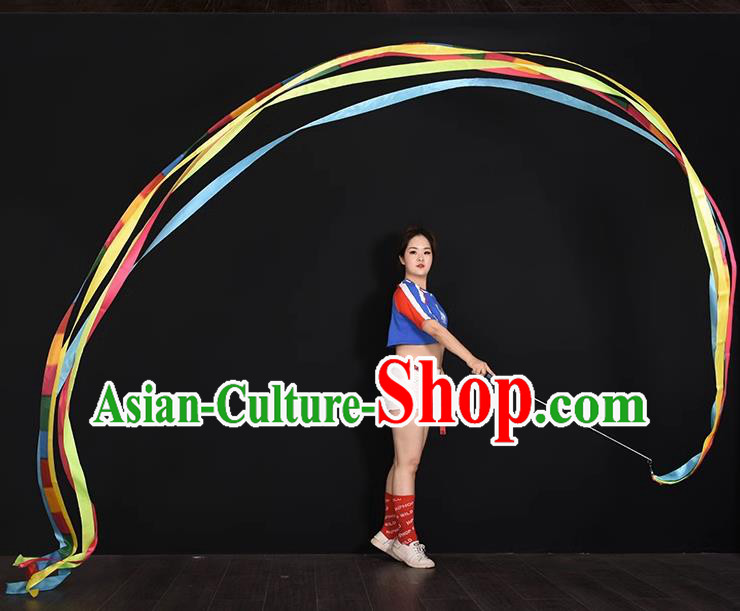China Folk Dance Prop Handmade Square Dancing Four Ribbons Physical Training Colorful Silks