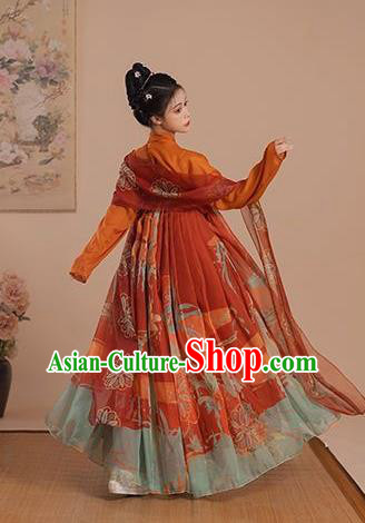 China Woman Red Hanfu Dress Tang Dynasty Royal Princess Clothing Ancient Palace Lady Costumes