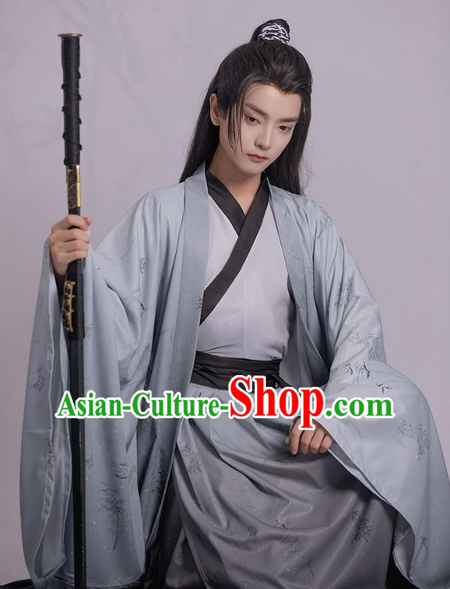 China Male Hanfu Jin Dynasty Young Childe Clothing Ancient Swordsman Printing Costumes