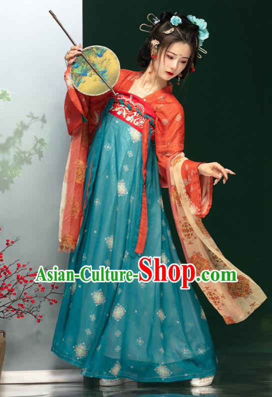China Ancient Palace Lady Costumes Traditional Woman Hanfu Ruqun Dress Tang Dynasty Clothing