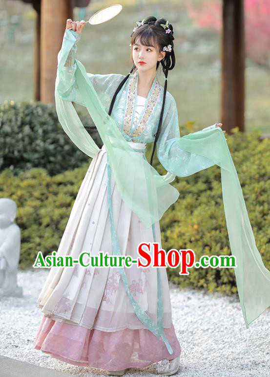 China Song Dynasty Young Lady Clothing Ancient Woman Costumes Traditional Hanfu Dresses