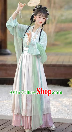 China Song Dynasty Young Lady Clothing Ancient Woman Costumes Traditional Hanfu Dresses