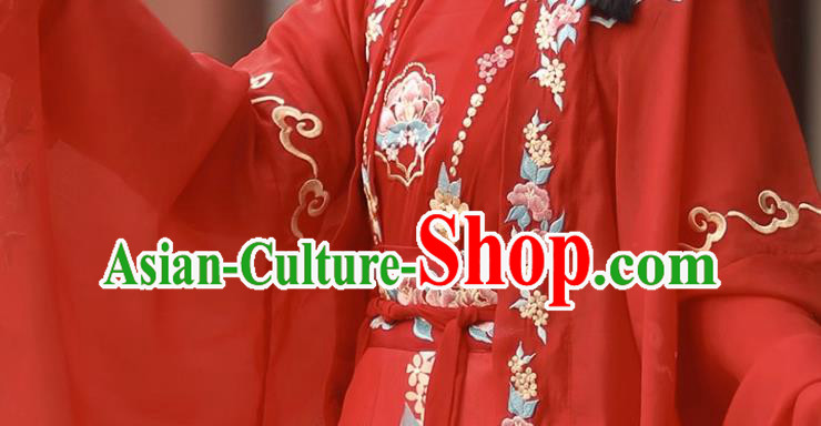 China Traditional Wedding Red Hanfu Dress Song Dynasty Bride Clothing Ancient Princess Garments Costumes