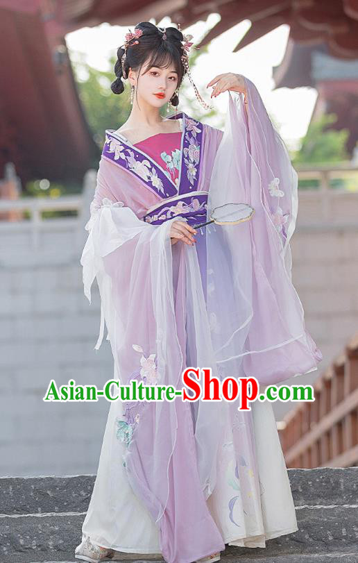 Traditional Woman Hanfu Dress China Jin Dynasty Princess Costumes Ancient Goddess Purple Clothing