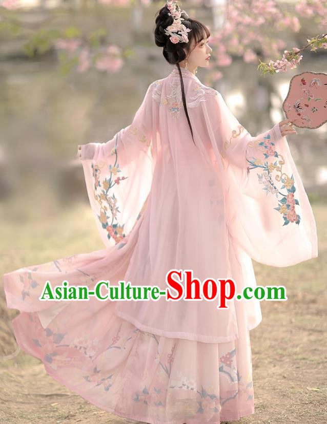 China Ancient Noble Lady Clothing Traditional Woman Pink Hanfu Dress Song Dynasty Princess Costumes
