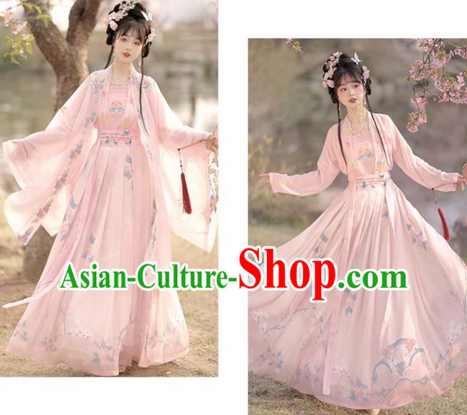 China Ancient Noble Lady Clothing Traditional Woman Pink Hanfu Dress Song Dynasty Princess Costumes