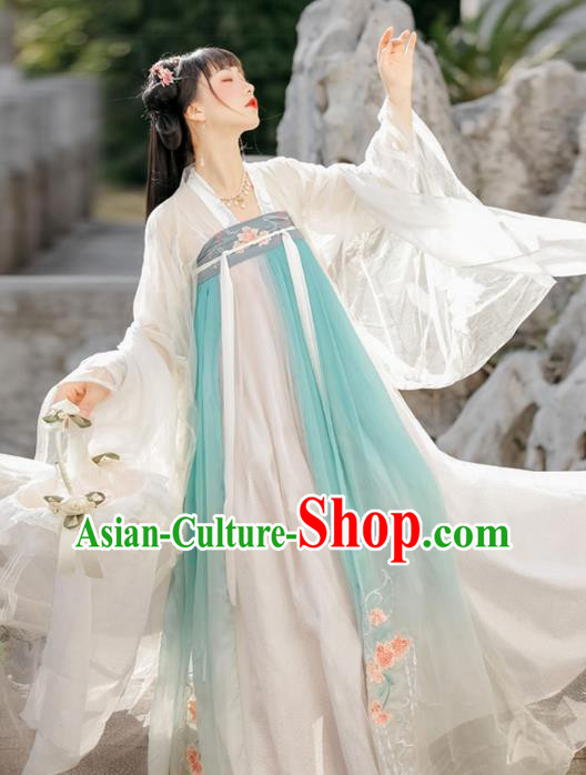 China Tang Dynasty Young Woman Costumes Ancient Royal Princess Clothing Traditional Hanfu Dress Ruqun