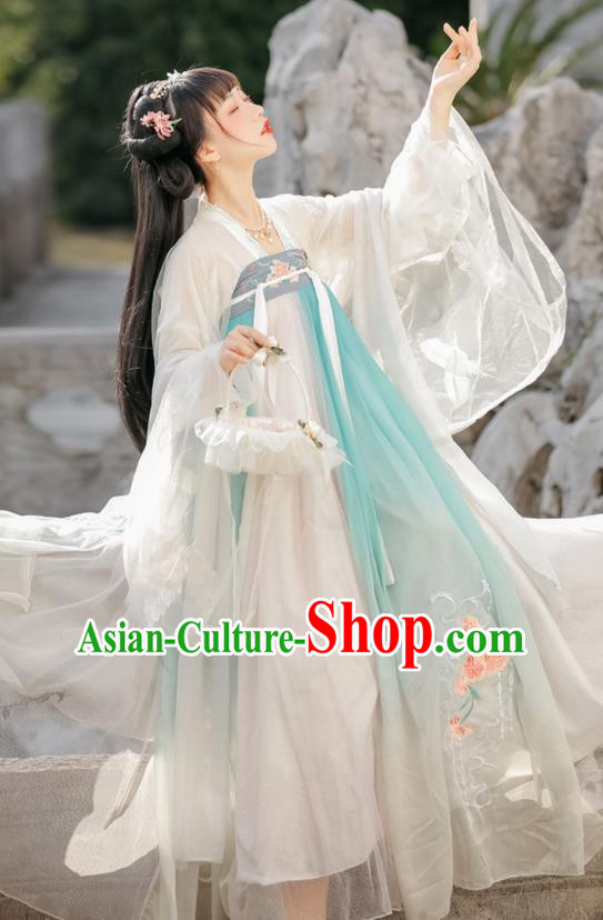 China Tang Dynasty Young Woman Costumes Ancient Royal Princess Clothing Traditional Hanfu Dress Ruqun