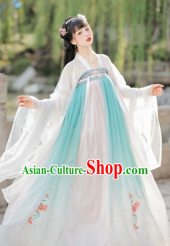 China Tang Dynasty Young Woman Costumes Ancient Royal Princess Clothing Traditional Hanfu Dress Ruqun