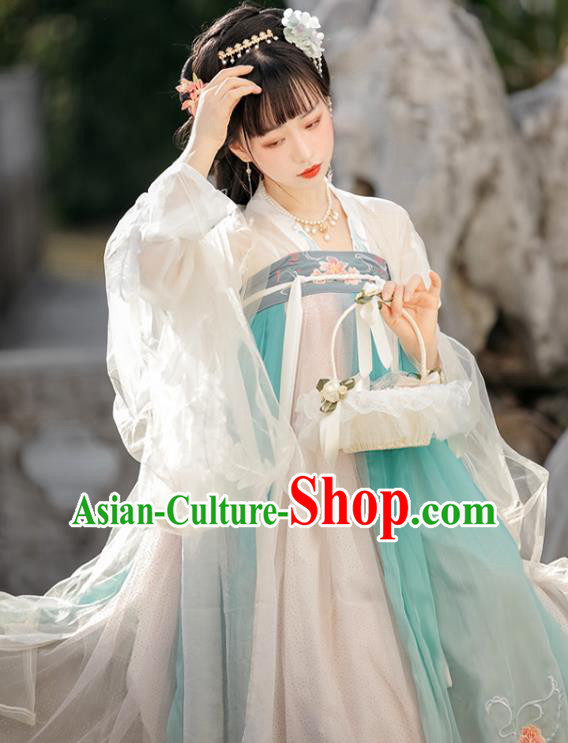 China Tang Dynasty Young Woman Costumes Ancient Royal Princess Clothing Traditional Hanfu Dress Ruqun