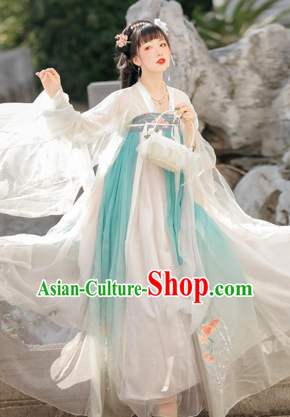China Tang Dynasty Young Woman Costumes Ancient Royal Princess Clothing Traditional Hanfu Dress Ruqun