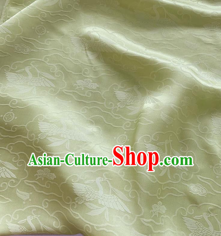 Light Green China Traditional Wild Goose Hold Reed Design Material Classical Cheongsam Cloth Mulberry Silk Jacquard Satin Fabric