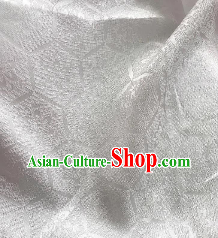 White China Traditional Tortoiseshell Pattern Fabric Cheongsam Cloth Jacquard Damask Classical Mulberry Silk