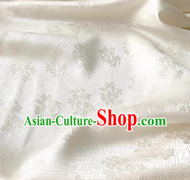 White China Mulberry Silk Classical Trumpet Creeper Design Cloth Hanfu Fabric Traditional Jacquard Crepe