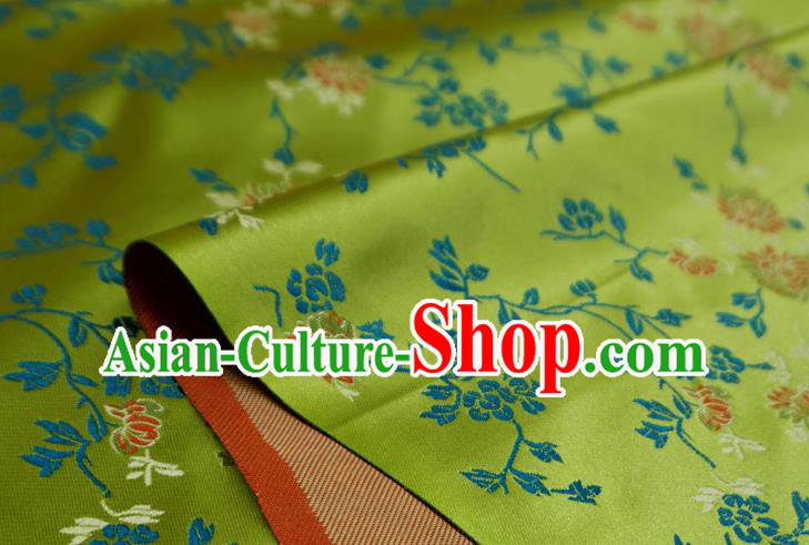 Lime China Classical Chrysanthemum Pattern Design Cloth Cheongsam Drapery Traditional Brocade Fabric