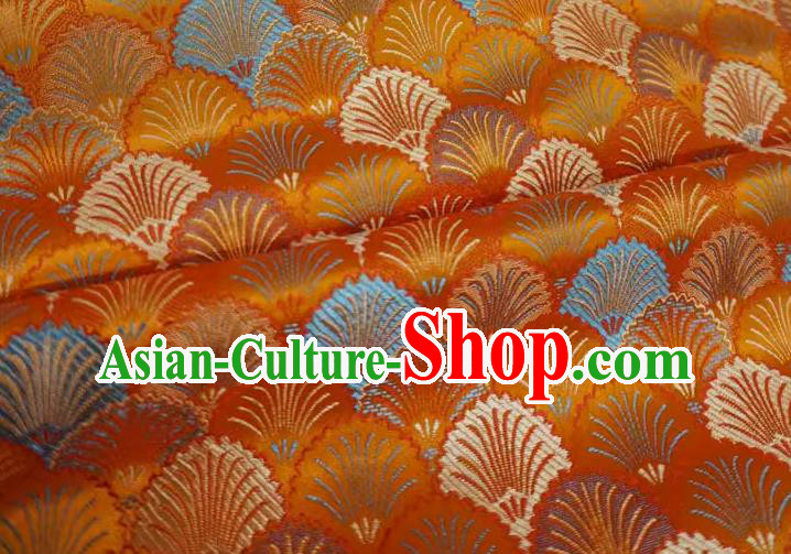 Orange China Traditional Brocade Fabric Classical Pine Needle Pattern Design Cloth Cheongsam Drapery