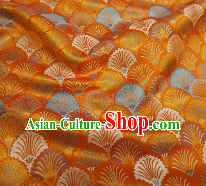 Orange China Traditional Brocade Fabric Classical Pine Needle Pattern Design Cloth Cheongsam Drapery