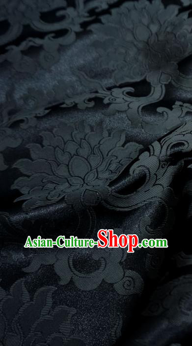 Black China Classical Passion Flower Pattern Design Cloth Tibetan Dress Drapery Traditional Brocade Fabric